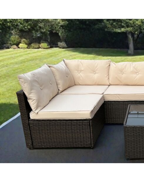 Muebles de jardín Sagres, modulares, 6 plazas, de resina tejida, color marrón, 2 piezas