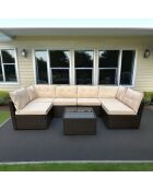Muebles de jardín Sagres, modulares, 6 plazas, de resina tejida, color marrón, 2 piezas