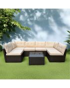 Muebles de jardín Sagres, modulares, 6 plazas, de resina tejida, color marrón, 2 piezas
