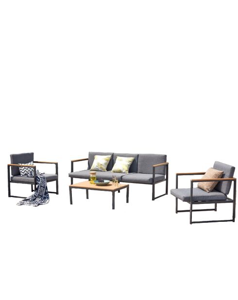 Salon de jardin bas en aluminium Blair gris - 4 pièces
