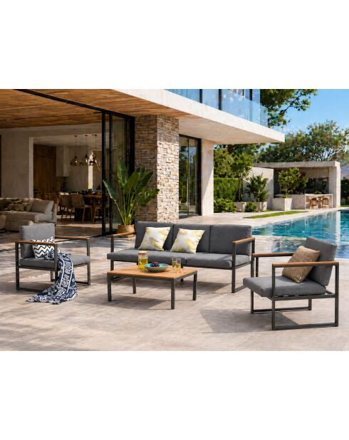 Salon de jardin bas en aluminium Blair gris - 4 pièces