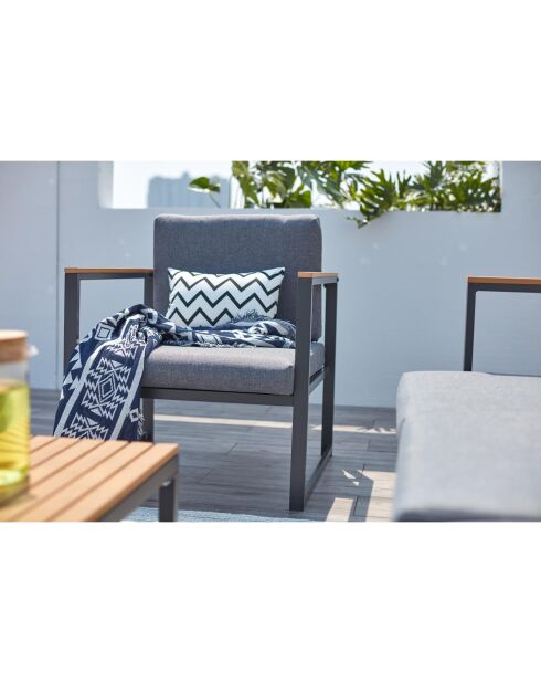 Salon de jardin bas en aluminium Blair gris - 4 pièces