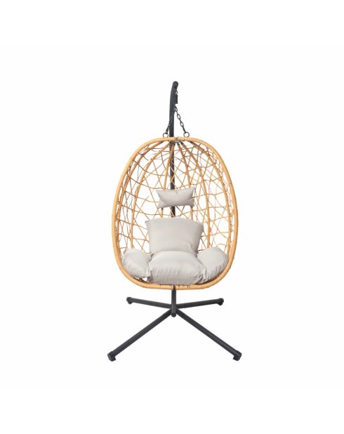 Fauteuil suspendu effet rotin Rigae marron - 95x95x198 cm