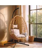 Fauteuil suspendu effet rotin Rigae marron - 95x95x198 cm