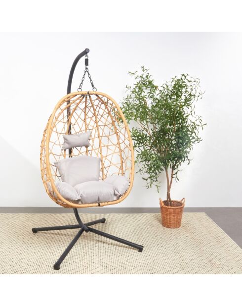 Fauteuil suspendu effet rotin Rigae marron - 95x95x198 cm