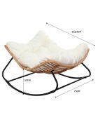 Fauteuil à bascule en résine tressée avec coussin beige Daleno naturel - 102x75x50 cm