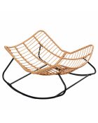 Fauteuil à bascule en résine tressée avec coussin beige Daleno naturel - 102x75x50 cm
