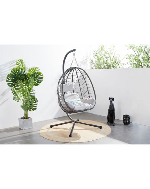 Norale Hängesessel aus Kunstharz mit Rattaneffekt, 95 x 95 x 197 cm, Grau