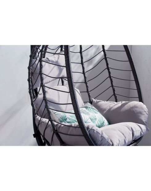 Norale Hängesessel aus Kunstharz mit Rattaneffekt, 95 x 95 x 197 cm, Grau
