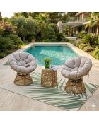 Salon de jardin 2 fauteuils et 1 table Vilnius marron - 3 pièces