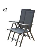 Lot de 2 fauteuils de jardin Arvona noir - 56x66x107 cm