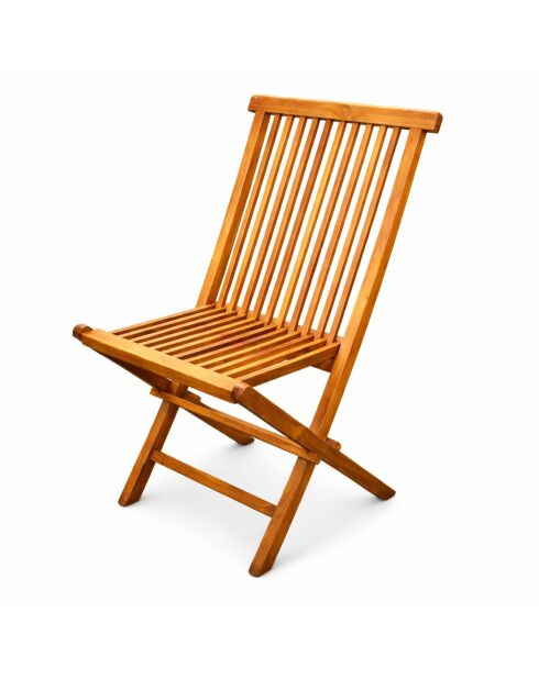 Set aus 4 zusammenklappbaren Gartenstühlen aus massivem Teakholz, braun geölt, Toral - 59x46x90 cm