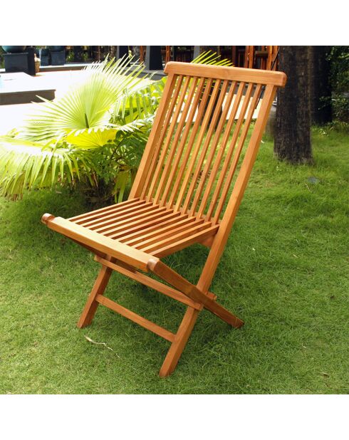 Set aus 4 zusammenklappbaren Gartenstühlen aus massivem Teakholz, braun geölt, Toral - 59x46x90 cm