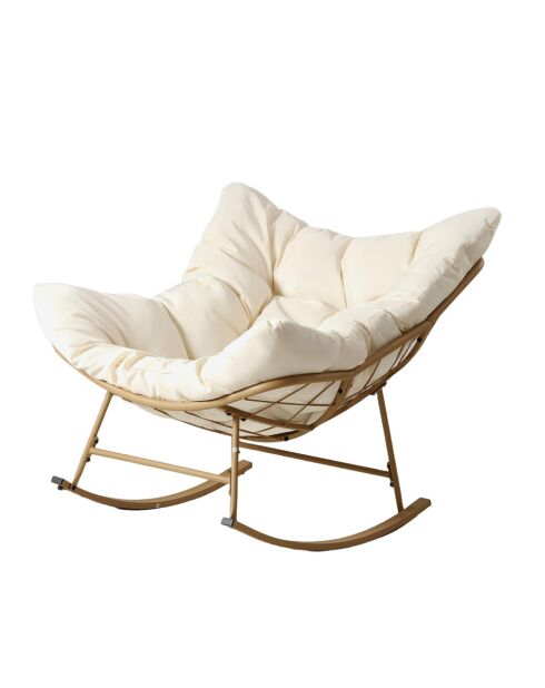 Fauteuil à bascule d'intérieur et d'extérieur Juan beige - 90x107x85 cm