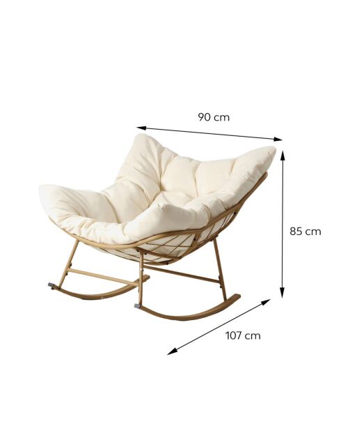 Fauteuil à bascule d'intérieur et d'extérieur Juan beige - 90x107x85 cm