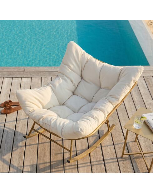 Fauteuil à bascule d'intérieur et d'extérieur Juan beige - 90x107x85 cm
