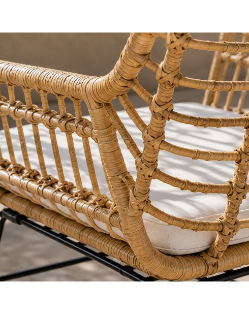 Salon de jardin 2 fauteuils et table basse effet rotin Ferrol naturel - 3 pièces