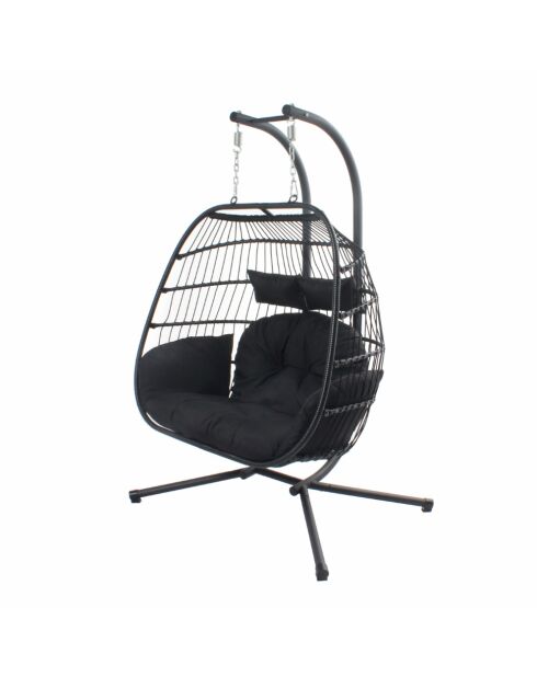 Fauteuil suspendu 2 places Pisae noir - 130x97x196 cm