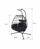 Fauteuil suspendu 2 places Pisae noir - 130x97x196 cm