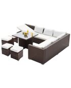 Mueble de jardín empotrado para 10 plazas, color marrón Udine, en resina tejida, 6 piezas