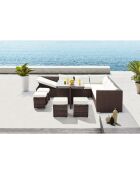 Mueble de jardín empotrado para 10 plazas, color marrón Udine, en resina tejida, 6 piezas
