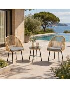 Salon de jardin 2 fauteuils et table basse effet rotin Moro naturel - 3 pièces