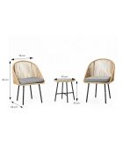 Salon de jardin 2 fauteuils et table basse effet rotin Moro naturel - 3 pièces