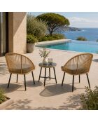 Salon de jardin 2 fauteuils et table basse effet rotin Moro naturel - 3 pièces
