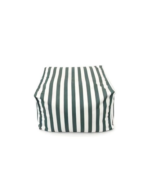 Savana groen gestreepte waterafstotende voetenbank voor buiten - 55x65x35 cm