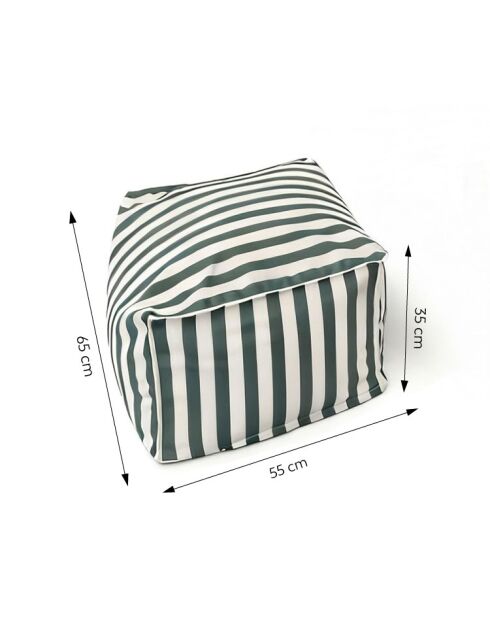 Savana groen gestreepte waterafstotende voetenbank voor buiten - 55x65x35 cm