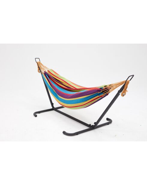 Stehende Hängematte mit mehrfarbigem Stoffsegeltuch Machico multicolor - 260x107x100 cm