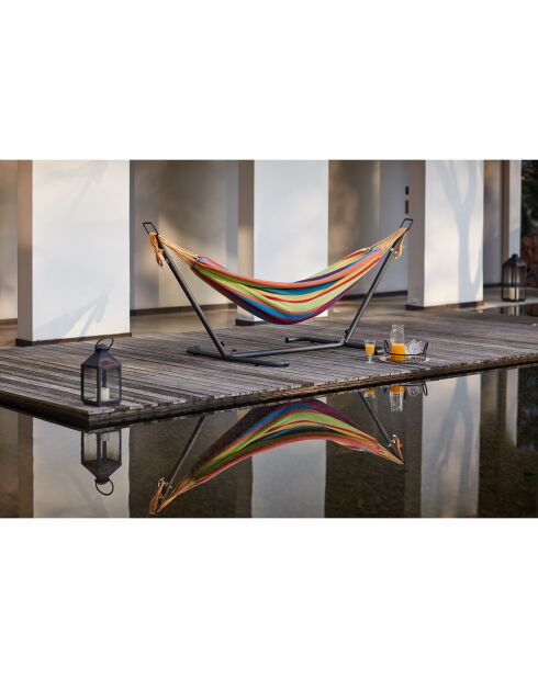 Stehende Hängematte mit mehrfarbigem Stoffsegeltuch Machico multicolor - 260x107x100 cm