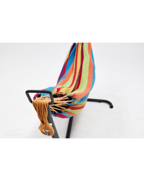 Stehende Hängematte mit mehrfarbigem Stoffsegeltuch Machico multicolor - 260x107x100 cm