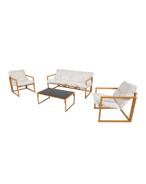 Cadiz bruin eigentijds 5-zits tuinmeubilair met beige kussens - 4 stuks