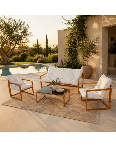 Cadiz bruin eigentijds 5-zits tuinmeubilair met beige kussens - 4 stuks