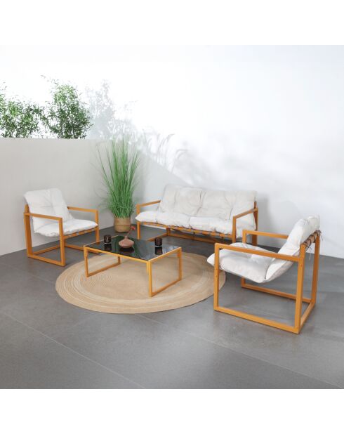 Cadiz bruin eigentijds 5-zits tuinmeubilair met beige kussens - 4 stuks