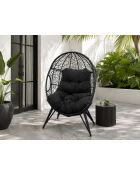 Fauteuil œuf sur pied en résine effet rotin Rimouski noir - 95x82x155 cm