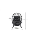 Fauteuil œuf sur pied en résine effet rotin Rimouski noir - 95x82x155 cm