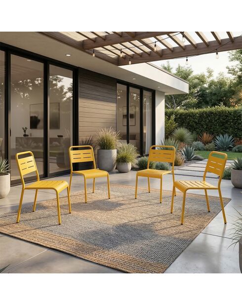Ensemble de 4 chaises de jardin empilables Falcou jaunes - 43x59x79 cm