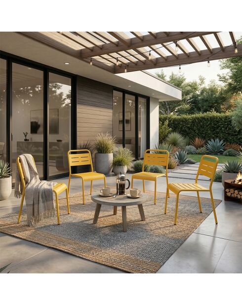 Ensemble de 4 chaises de jardin empilables Falcou jaunes - 43x59x79 cm