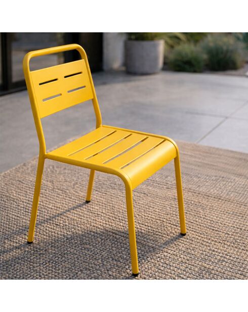 Ensemble de 4 chaises de jardin empilables Falcou jaunes - 43x59x79 cm
