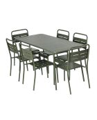 Ensemble table de jardin et 6 chaises Falcou vertes - 7 pièces