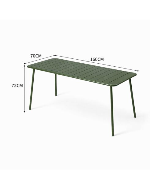 Ensemble table de jardin et 6 chaises Falcou vertes - 7 pièces