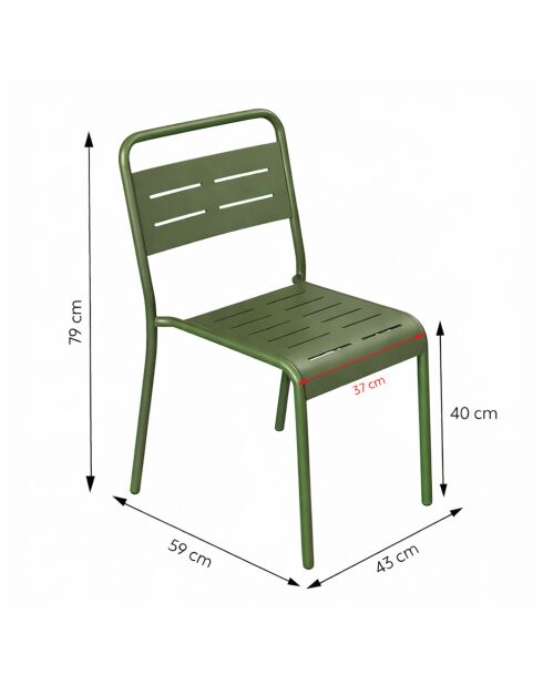 Ensemble table de jardin et 6 chaises Falcou vertes - 7 pièces
