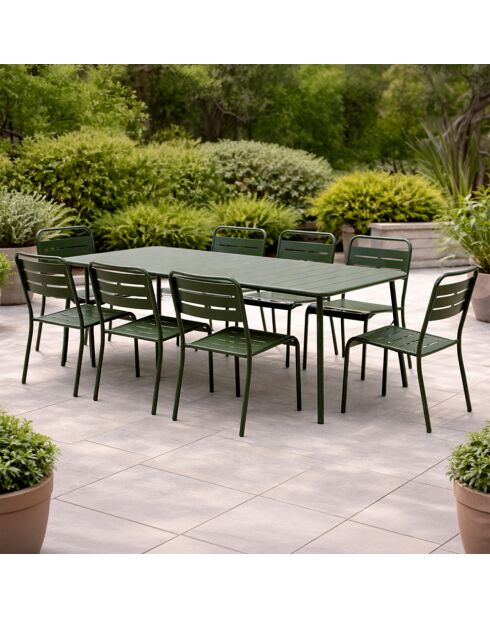 Ensemble table de jardin et 6 chaises Falcou vertes - 7 pièces