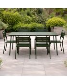 Ensemble table de jardin et 6 chaises Falcou vertes - 7 pièces