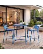 Ensemble table de bar et 2 chaises hautes d'extérieur Falcou bleu - 3 pièces