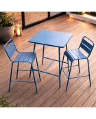 Ensemble table de bar et 2 chaises hautes d'extérieur Falcou bleu - 3 pièces