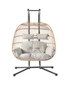 Pisae hangstoel voor 2 personen met rotaneffect naturel - 130x97x196 cm