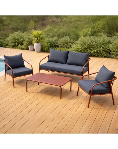 Salon de jardin 4 places Falcou terracotta - 4 pièces